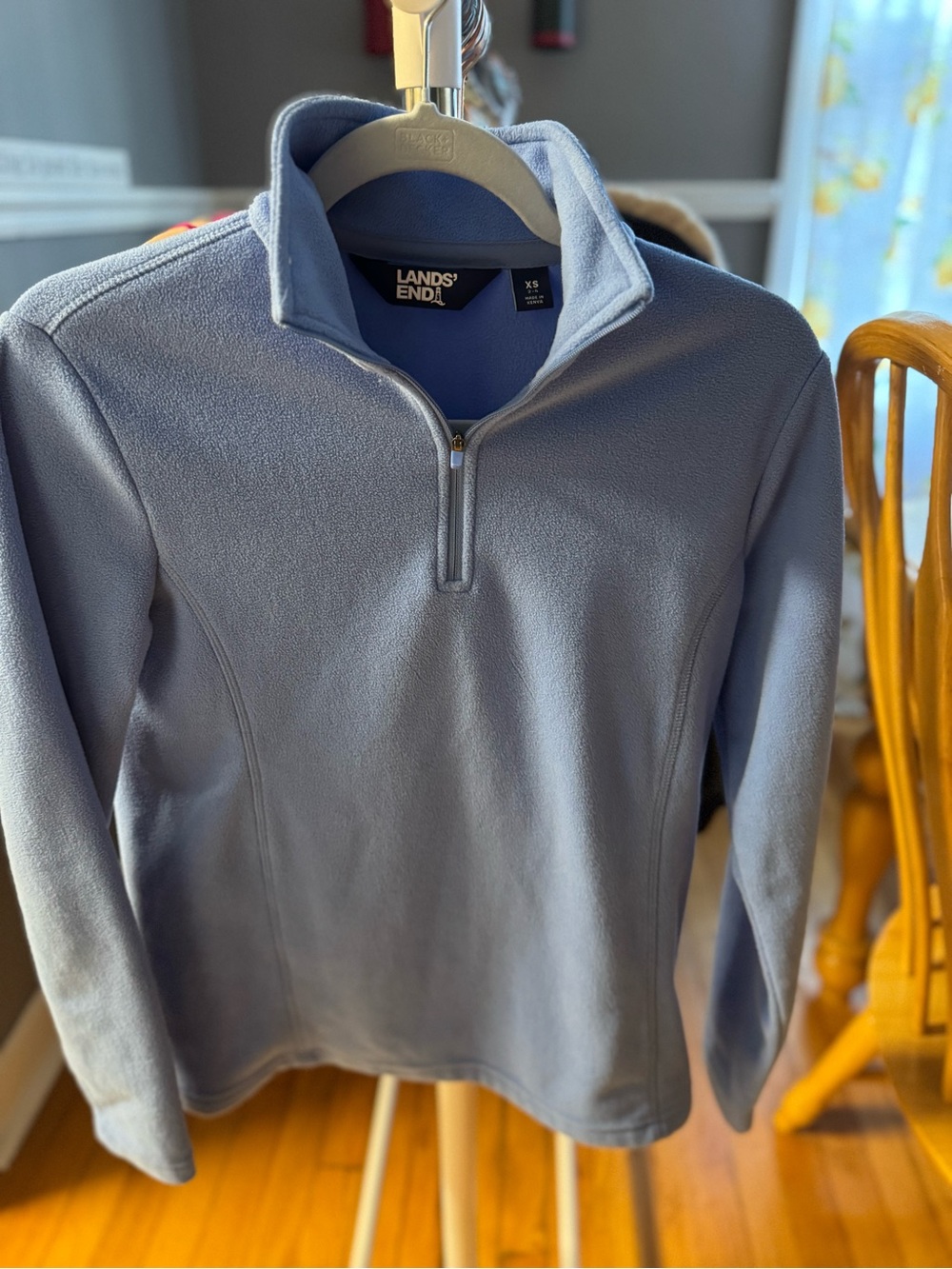 Lands' End Women's Light Blue Quarter-Zip Fleece Pullover